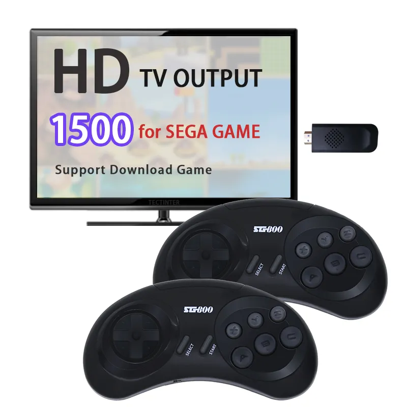 Console de jeu vidéo rétro 16 bits MD pour Sega Genesis intégré 1500+ jeux classiques contrôleur sans fil manette de jeu HD TV lecteur de jeu