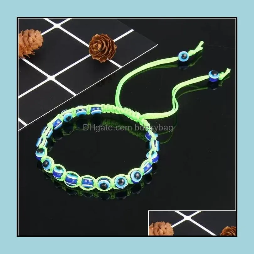 Turkey Blue Evil eye Charm Beaded Strands Bracelets Women Handmade Braided String Rope Bracelet Fashion Jewelry