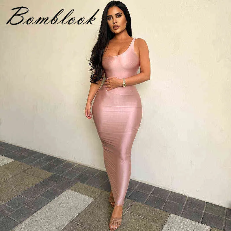 Bomblook 2022 een schouder mouwloze effen kleur textuur reflecterende ins strakke elegante rok vrouwen avondjurk formele doek Y220401