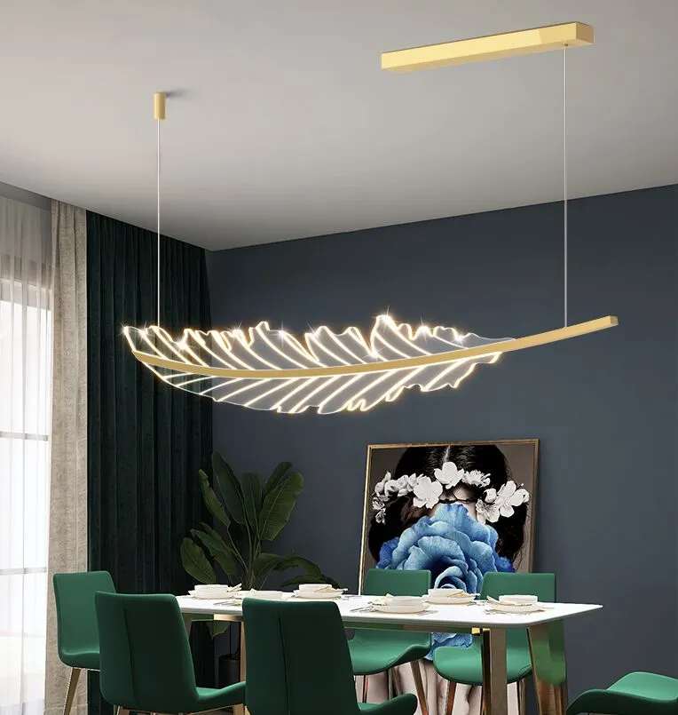 Lampade a sospensione a foglia di banana Lampadari a sospensione a isola per cucina da caffetteria Lampadari a soffitto dorati per sala da pranzo