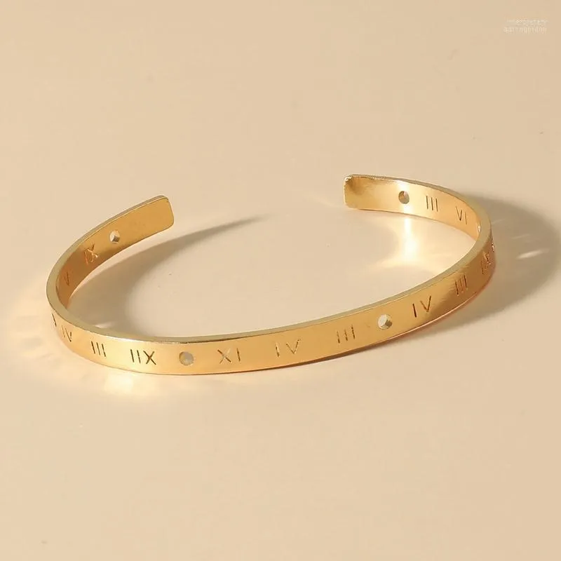 Fashion Apertura in lega Bracele Gioielli Gift 2022 Gold Bangles Roman Numerals Women Men Bangle INTE22