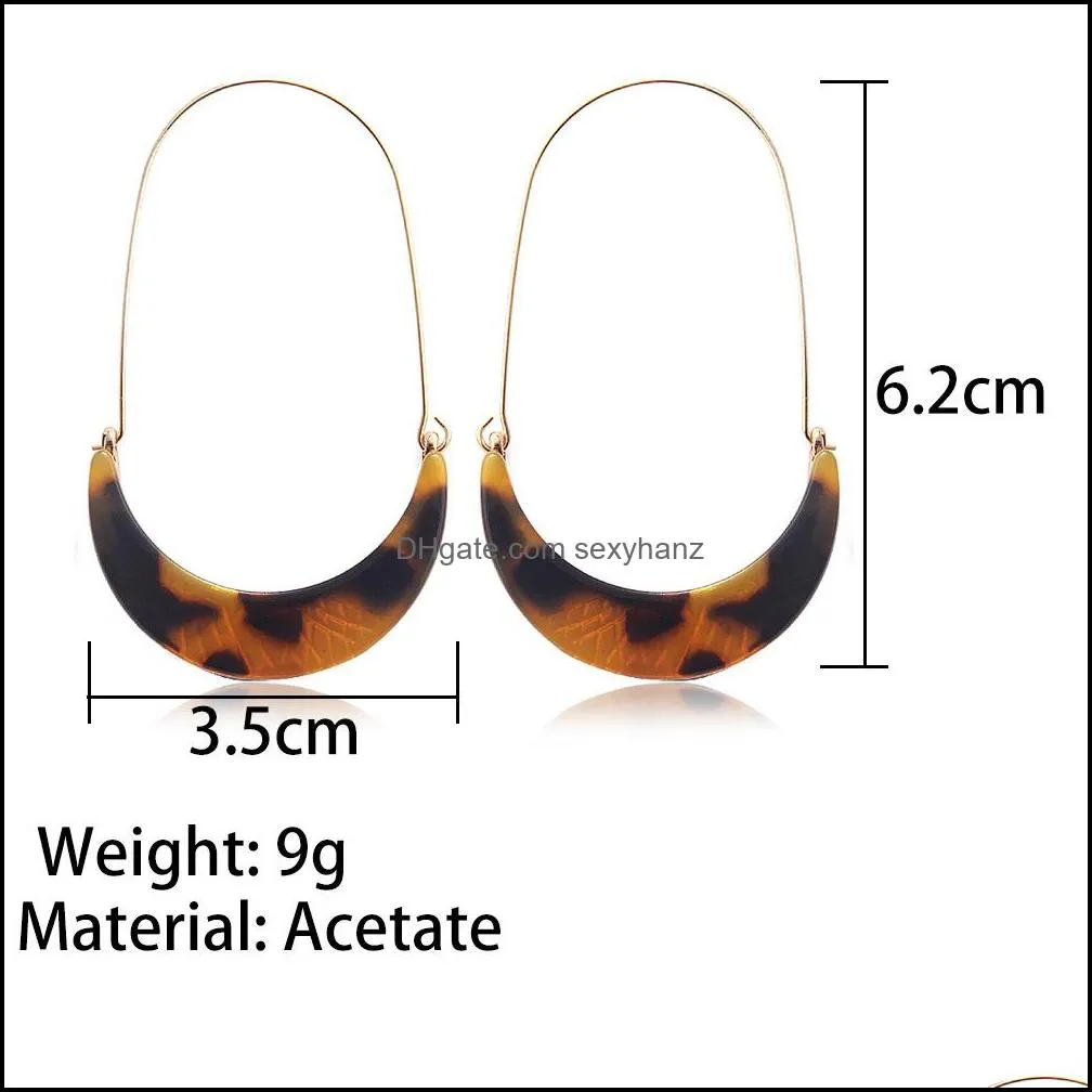 Fashion Leopard Brand Design Acrylic Earrings Acetate Tortoise Shell Crescent Dangle Earrings Big Hook Resin Drop Earring For Women