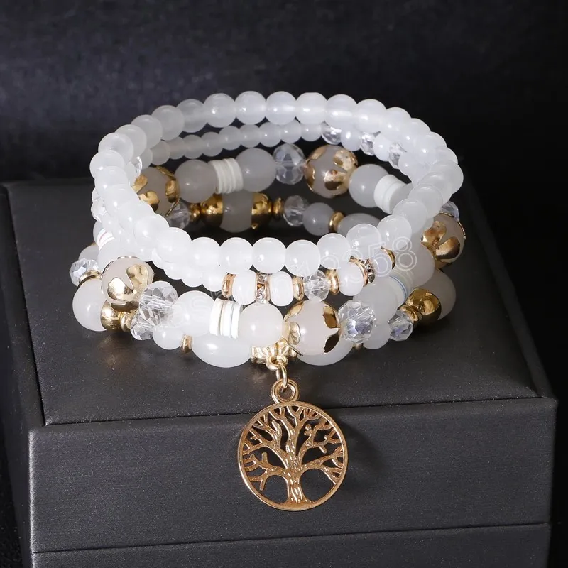 Bohemiska handgjorda pärlor armband set färgglad pärlstav lycka träd hänge charm armband för kvinnor mode smycken