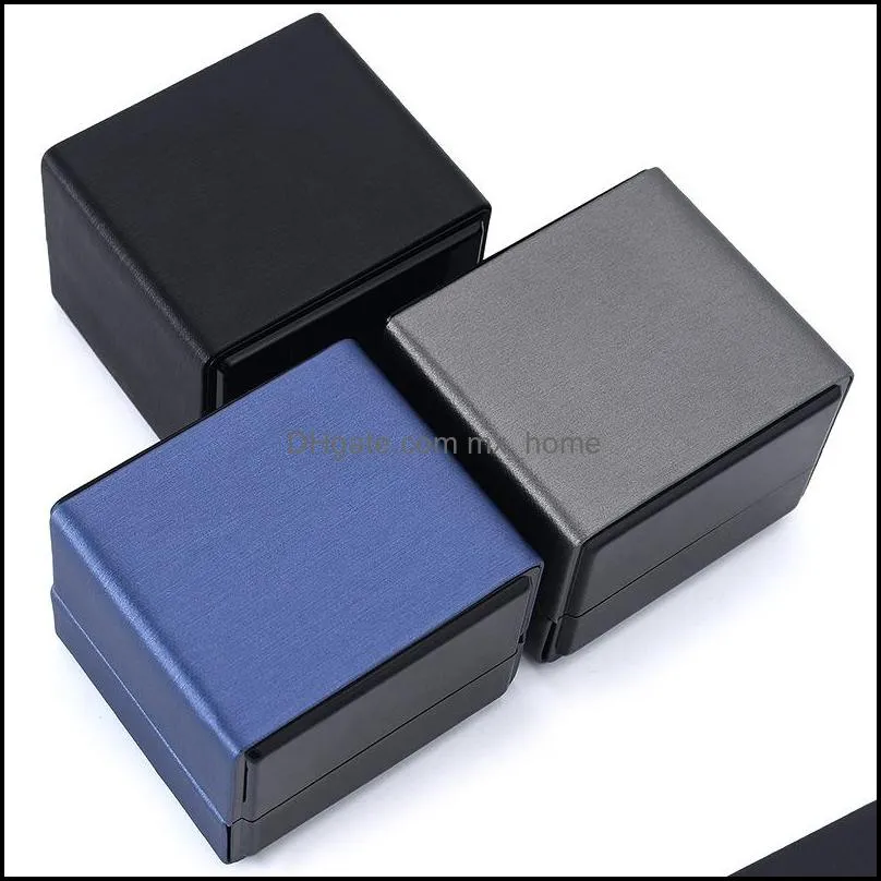 Leather Jewelry Box with LED Light for Engagement Wedding Rings Box Festival Birthday Jewelry Ring Display Gift Boxes W0024