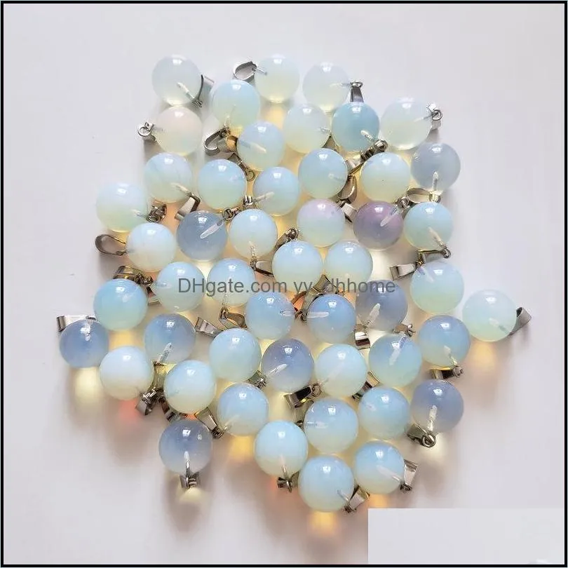 wholesale 50pcs/lot fashion natural opal stone ball shape pendants for jewelry accessories making