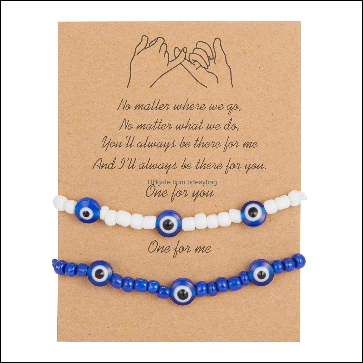 turkish white blue evil eyes bracelet sets lucky couple bracelets for women colorful bead rope chain charm jewelry