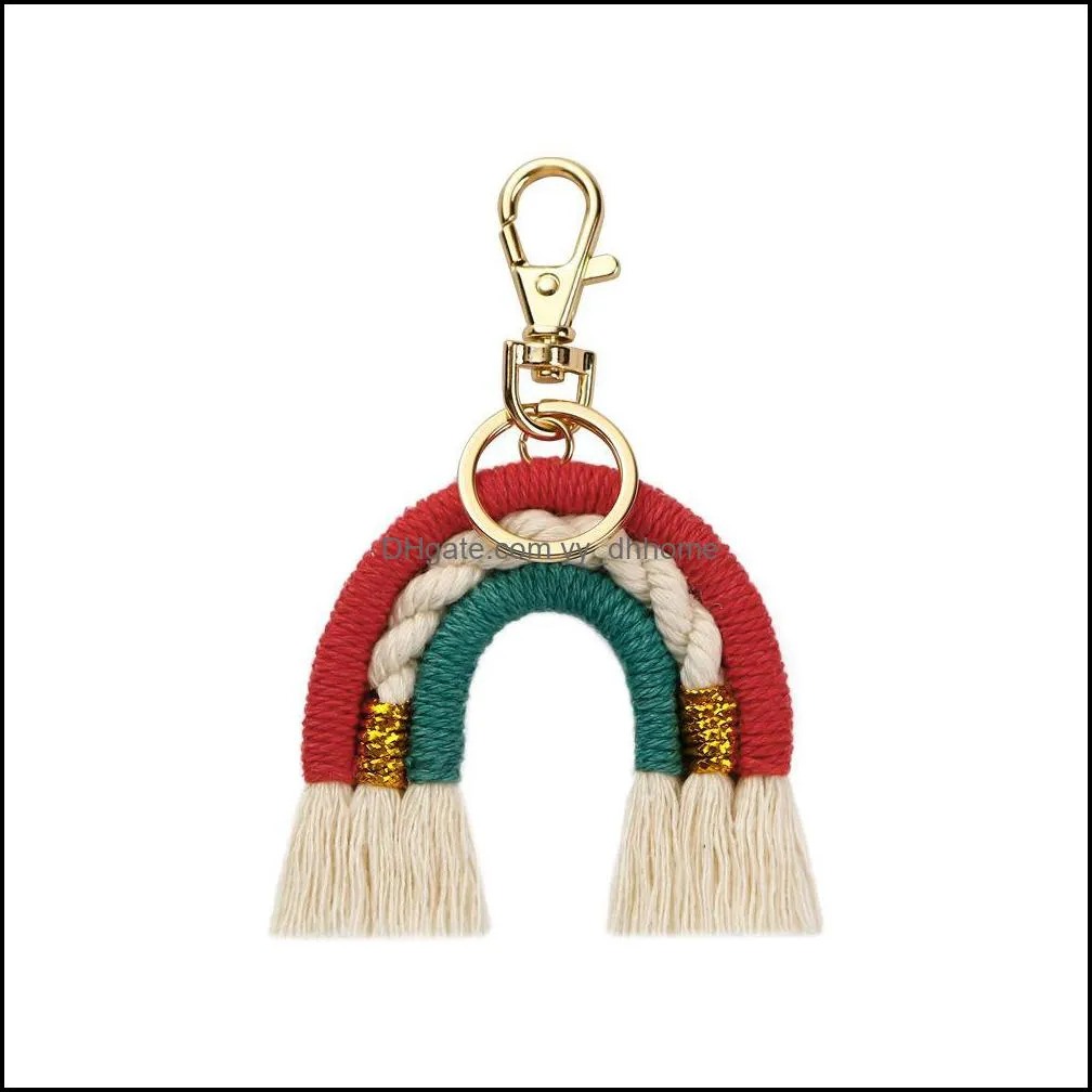 ups autumn and winter hand woven key chain pendant party favor ins wind rainbow foreign trade cross-border european and american bag