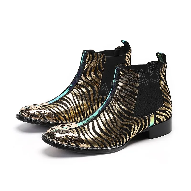 Botas hombre yüksek kaliteli orijinal orijinal deri erkek ayakkabı ayak bileği botları altın çizgiler sivri uçlu daireler parti resmi elbise boot