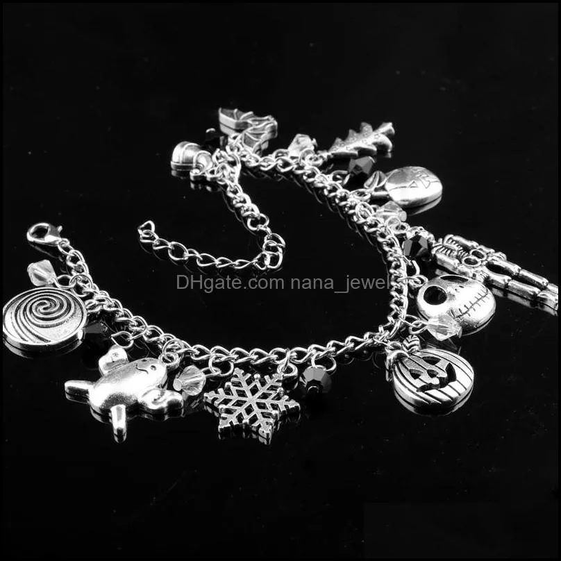 Jewelry Link Chaindongsheng The Nightmare Before Christmas Charm Bracelet Halloween Jack Skellington Sally Snowflakes Skull Pumpkin Bracelet