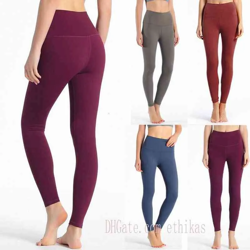 Pantaloni da yoga da donna in tinta unita di alta qualità con leggings neri Pantaloni da yoga a vita alta Sport da palestra Legging Elastic Fitness Lady Pantaloni sportivi da esterno