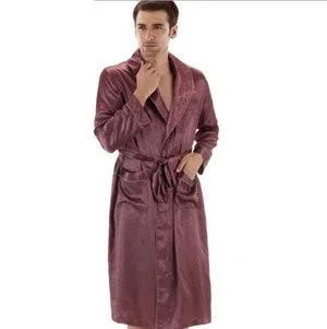 Hommes s vêtements de sommeil robe masque de peignoir en satin