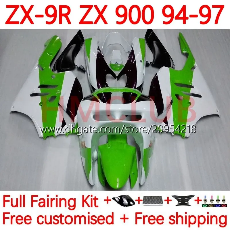 Moto Bodywork for Kawasaki Ninja zx 9r 9 R 900 CC ZX9 R ZX900C 94-97 Body 23no.6 ZX900 900CC ZX-9R ZX9R 94 95 96 97 ZX-900 1994 1995 1996 1997 OEM FAIRING KIT GREED WHITE