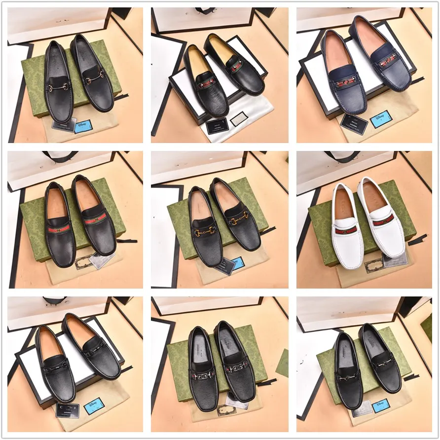 Diseñador de zapatos de cuero para hombres de lujo de lujo italiano medio arrastre zapatos para hombres mocasines hechos a mano Leatheates zapatillas para hombres mocasines talla 37-46