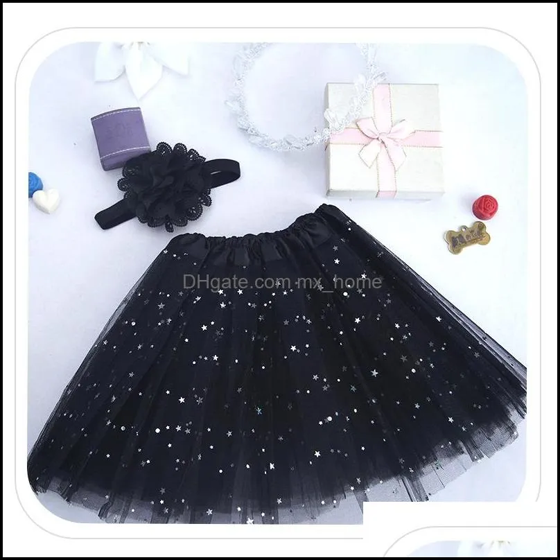 Saias recém -nascidas infantis Tutu Fashion Yarn Stars Stars Baby Girls Skirt Skirt Halloween traje 11 cores Crianças renda mxhome dhfqj