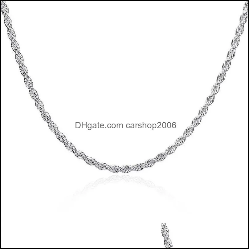 New arrival Flash twisted rope necklace Men sterling silver plate necklace STSN067,fashion 925 silver Chains necklace 2833 Q2