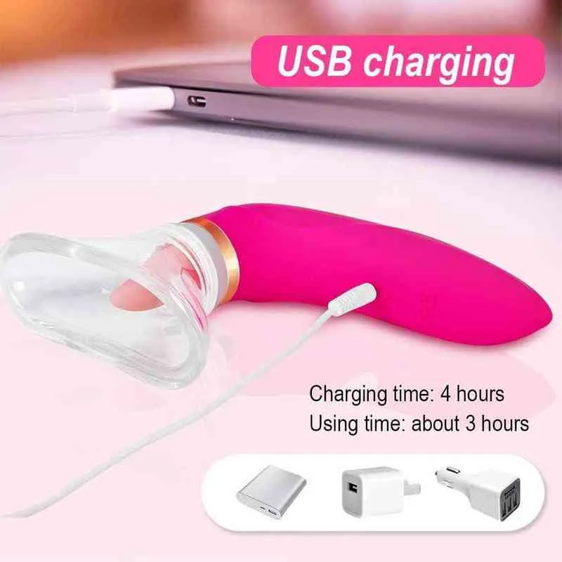 NXY Vibrators 2 in 1 Clitoral Sucking Women Tongue Vibrator with 8 Strong Modes and 5 Licking Clitoris Nipples Suction Stimulator Adult Sex% 0406