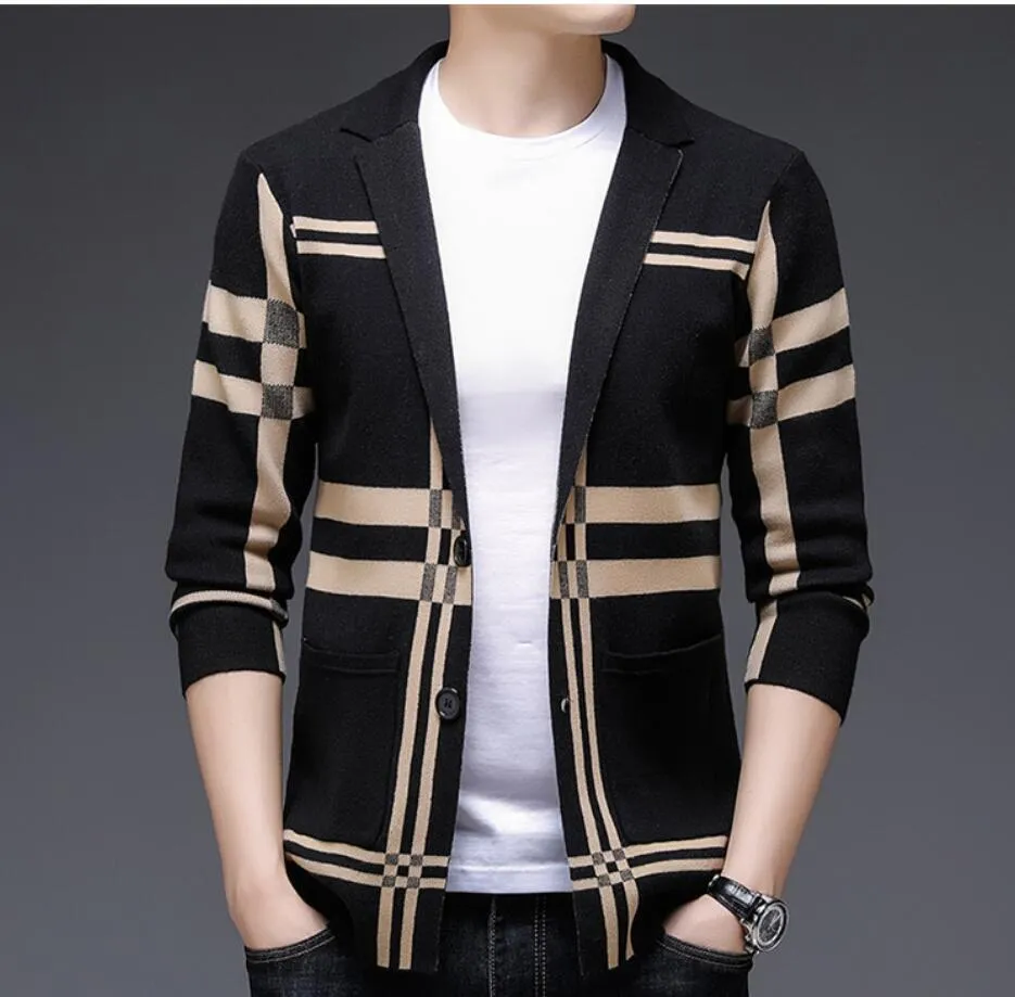 2021 primavera e autunno nuovo cardigan da uomo maglione a righe coreano giacca maglione moda casual giovane e di mezza età