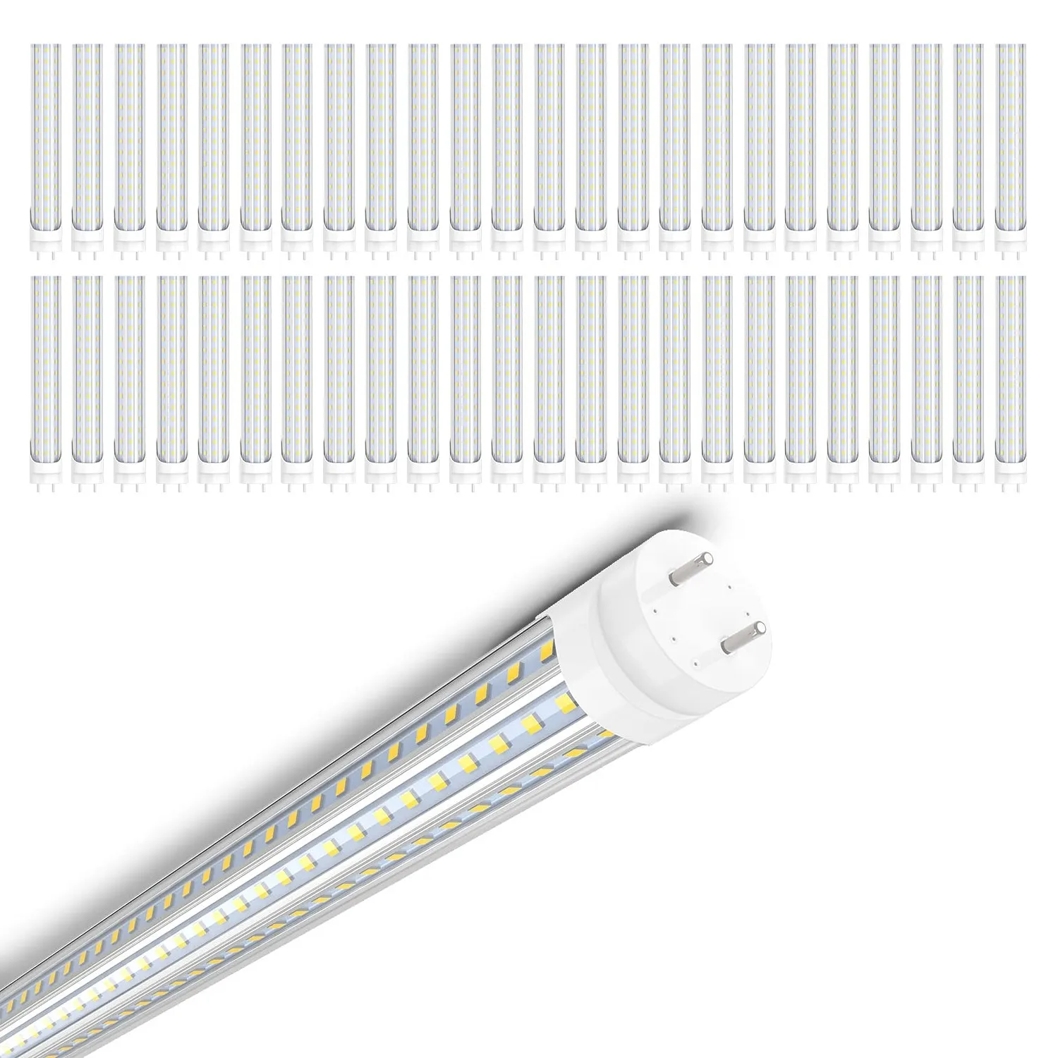 SHOPLED T8 Lampadine tubolari a LED 4FT 36W 4680Lm 6000K 5000K Freddo Luce diurna Bianca fluorescente Sostituzione a forma di D Bi Pin G13 Dual-end