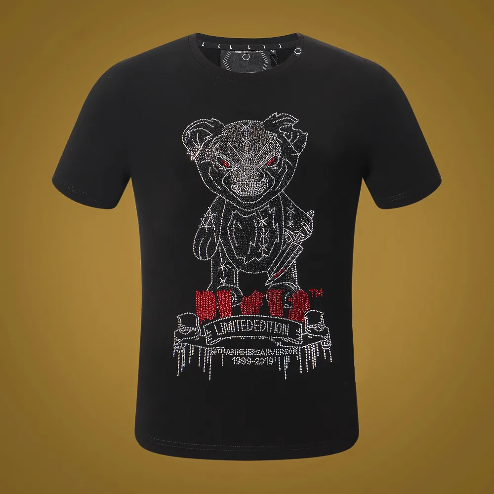 Top-Designer sind hochwertige Bären Plin-Brand-T-Shirt-Schädel kurzärmelige T-Shirts PP Killer Teddy Bear Tops Strand Summer Style Mens Black Muster Party T-Shirt 984