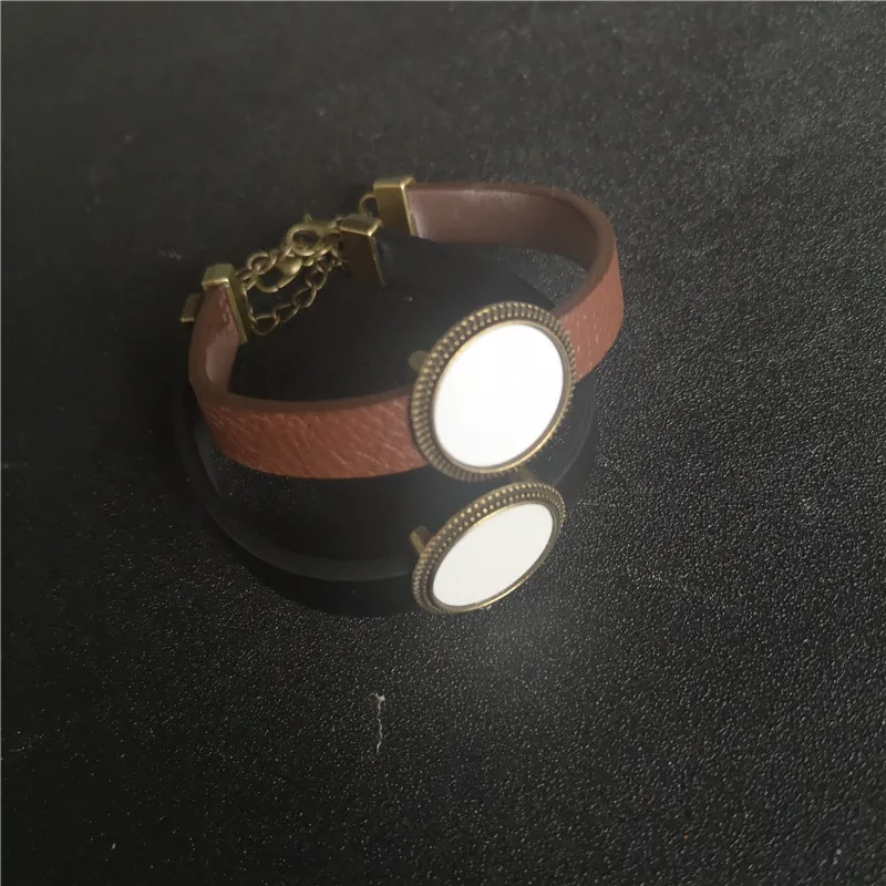sublimação em branco Link Cadeia PU pulseiras de couro para mulheres impressão a quente impressão de bronze jóias consumíveis 25pcs/lote