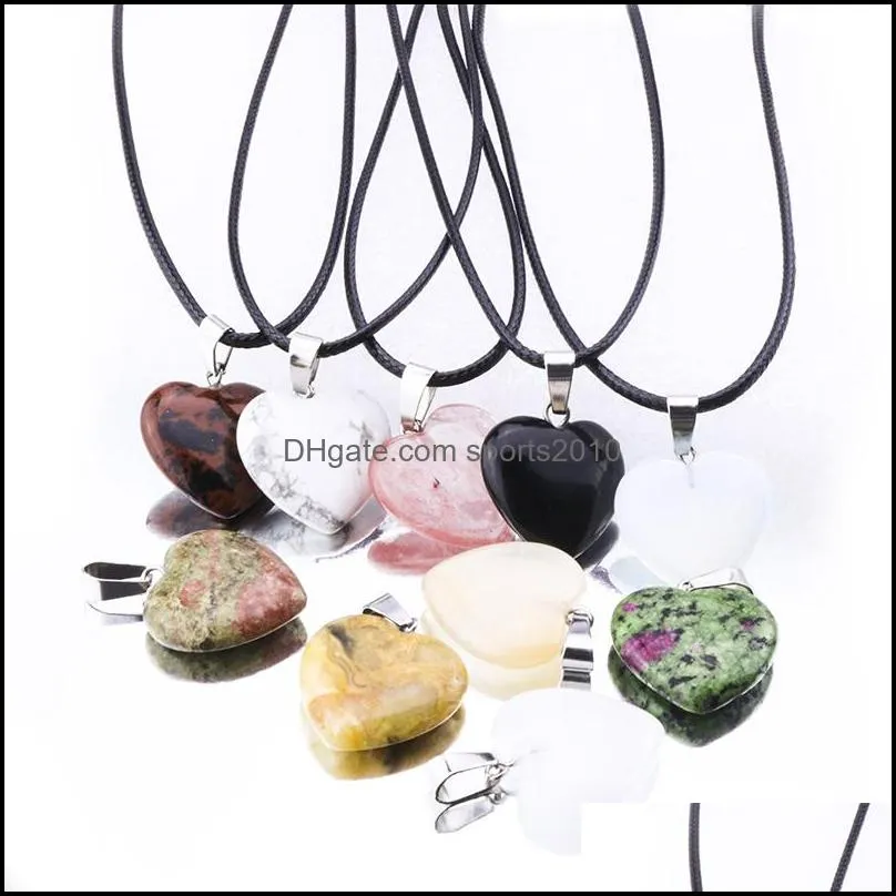 20 styles natural stone pendant druzy drusy necklace stainless steel chain bullet hexagonal prism black lava diffuser sports2010