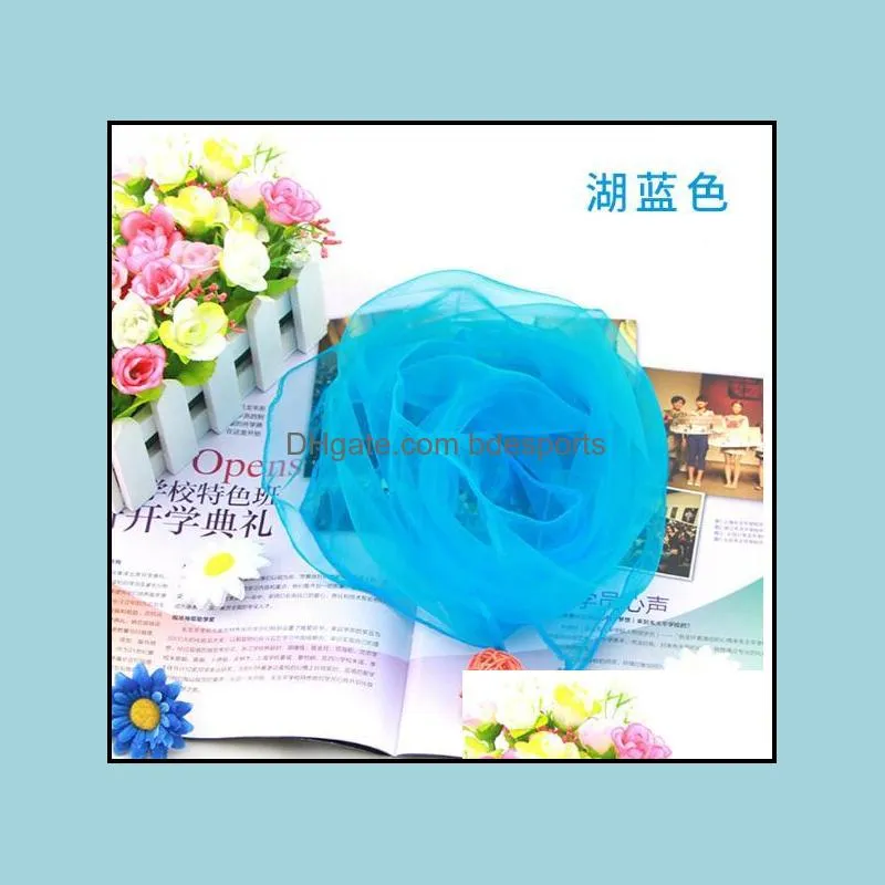 New 60*60cm 70*70cm Small Square Scarves Pure Silk Chiffon Solid Color Dance Show New Candy-colored Windproof Women Scarves 20