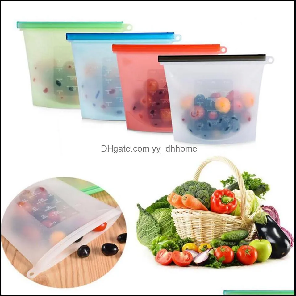 reusable silicone food  bags wraps fridge food storage containers refrigerator bag kitchen colored ziplock bags 4 colors paf11722