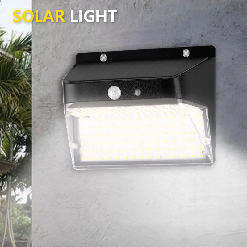 Solar Lights Outdoor 196 LED Wall Lamp 3000K 6000K Security LED Garden Light IP65 Waterproof with 3 Working Modes