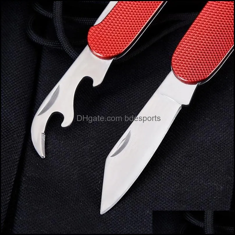 Multifunctional Folding Knife Dinnerware Sets Portable Combination Folding Cutlery Keychain Pendant Outdoor Camping Tools 5 Colors