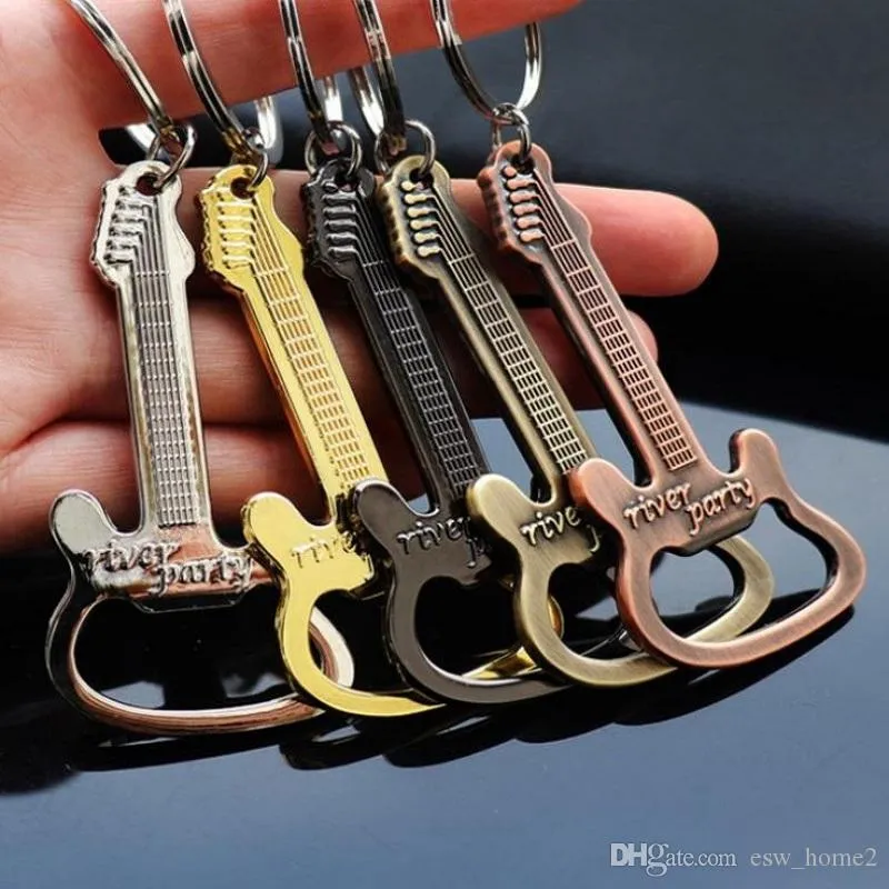 Zinc Alloy beer guitar bottle opener keychain keyring key chain key ring Openers Kitchen Tools