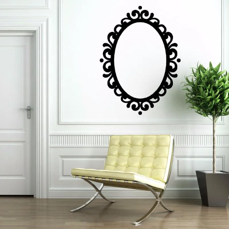 Wall Stickers Mirror Sticker Removable Picture Frame Oval Decoration Contempory Classic Art Mural Decal AY674