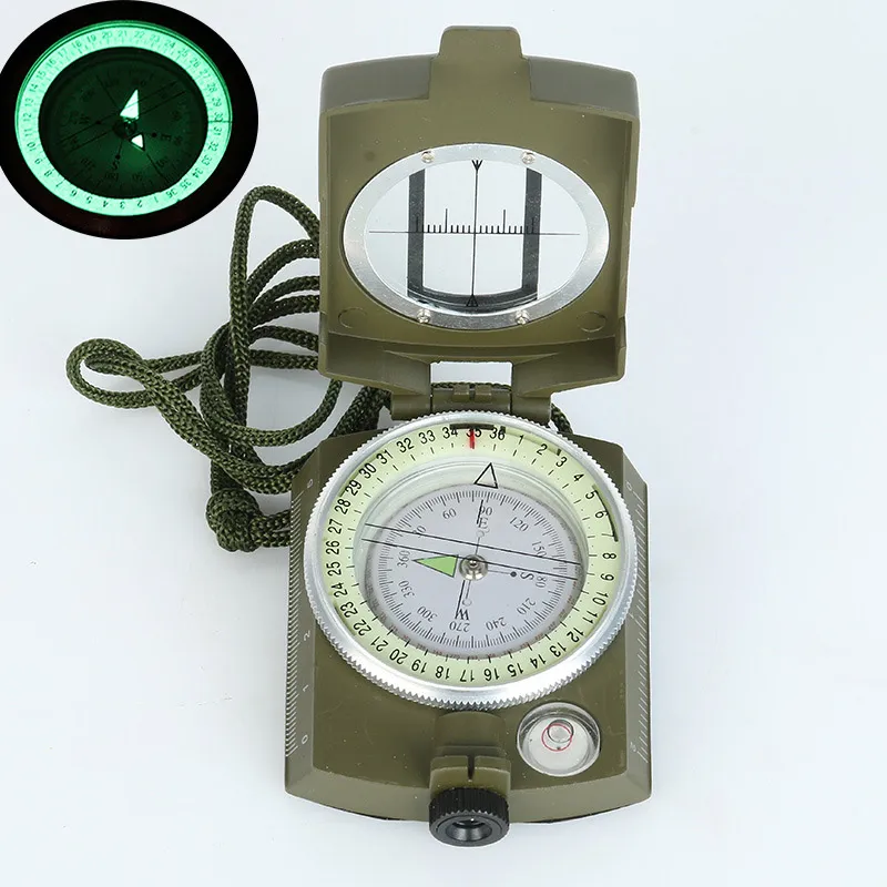 K4580 야외 가제트 전문 금속 조종사 Compass Clinometer 캠핑 도구 다기능 나침반