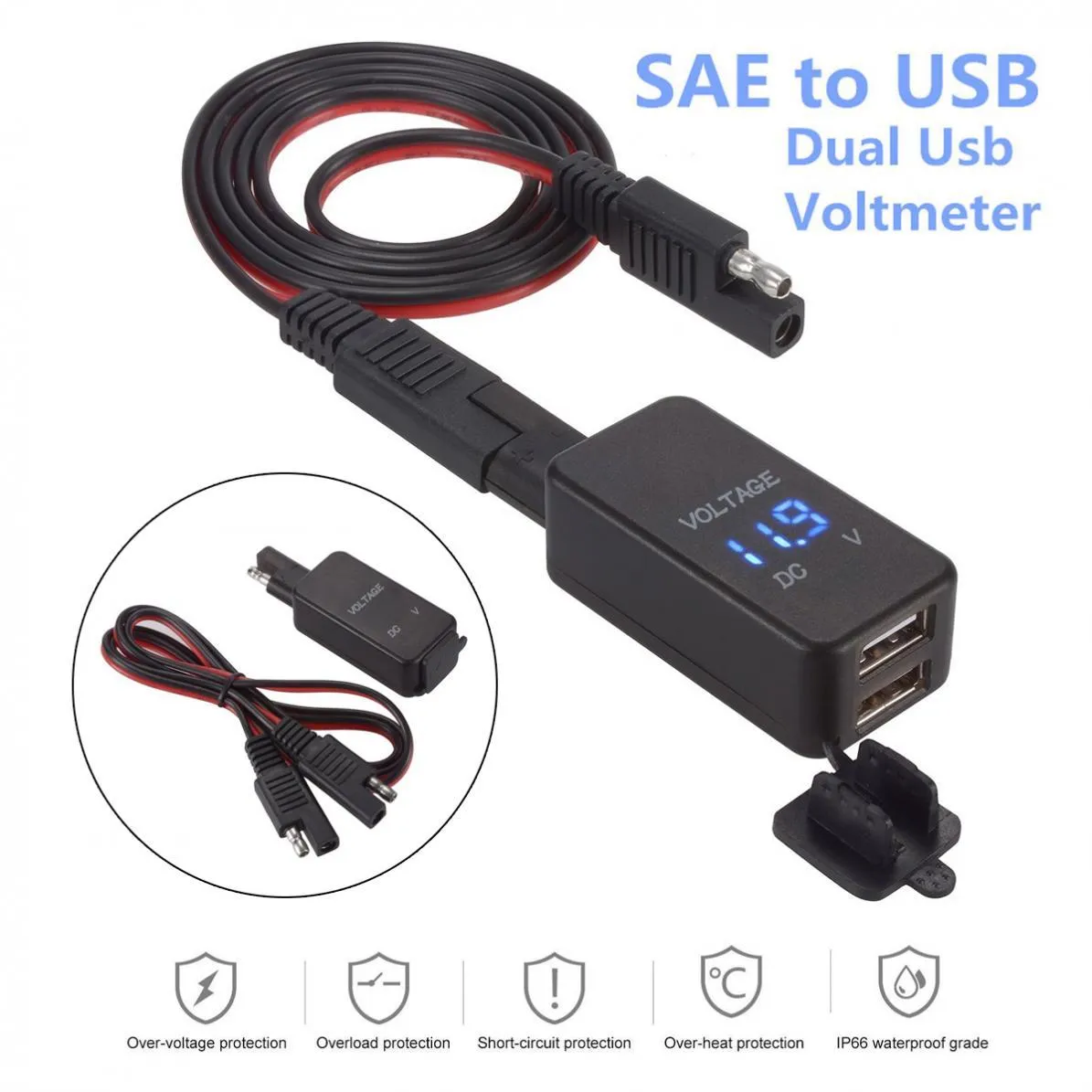 Typ C Auto Voltmeter 12-24V USB Schnellladegerät für