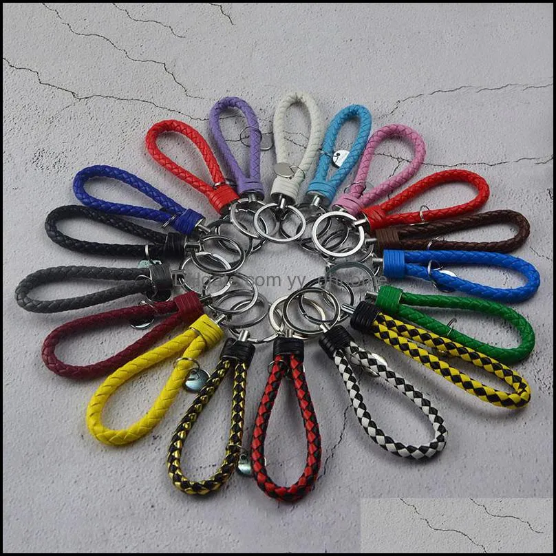 Other Household Sundries 40 Colors Leather Woven Metal Keychain Braided R Dhkga