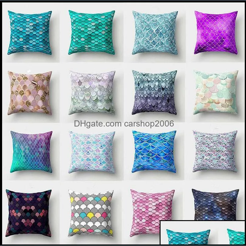 mermaid fish scale pillowcase cover glamour square pillow case cushion cover home sofa car decor mermaid pillow covers 16 color