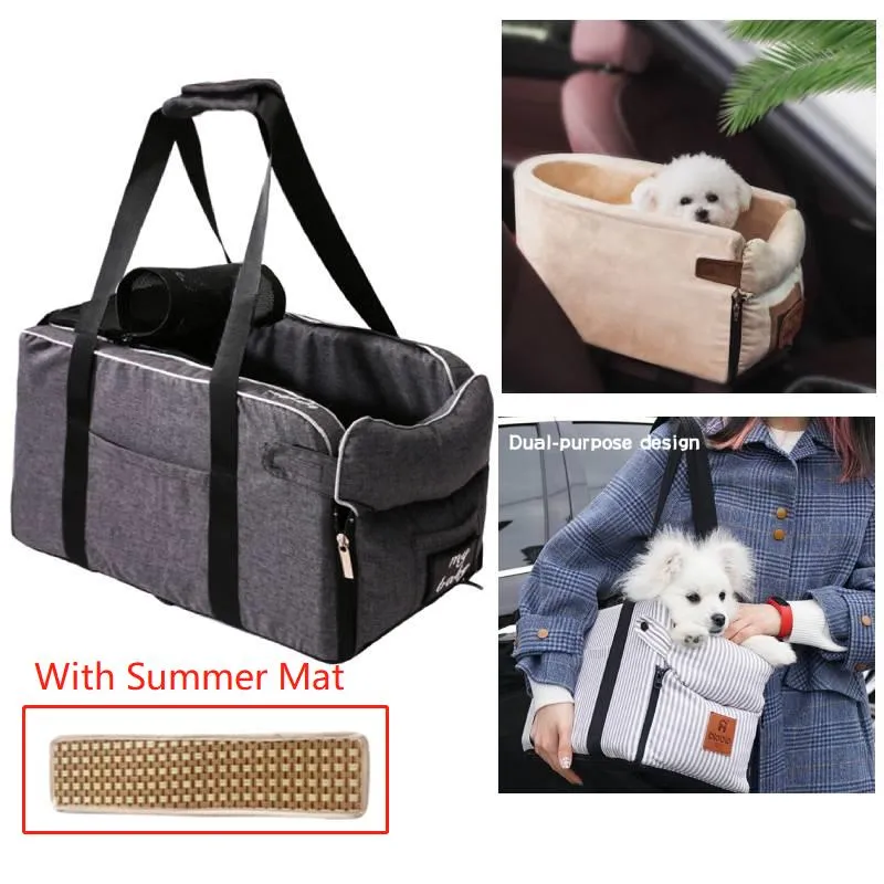 Bilarrangör Pet Safety Seat Travel Armest Box Bag borttagbar bärarvalpskydd för Chihuahua Teddycar Organiscar