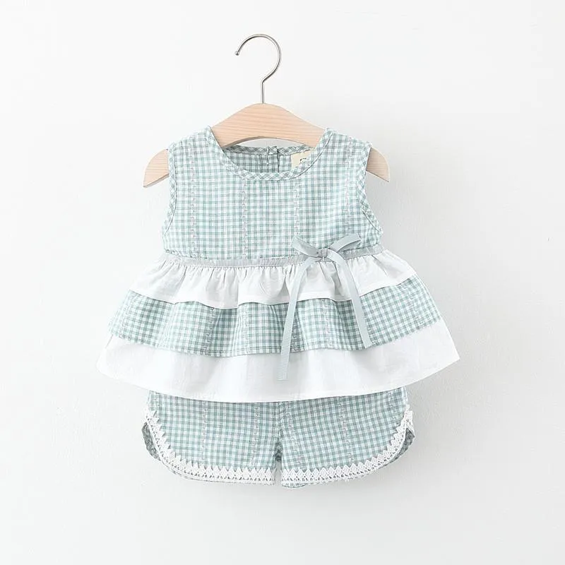 Наборы одежды 2022 Младенческие девочки Одежда лето 2шт наряд для клетки с короткими рукавами Шорты детей 2-4 года рождения ребенка