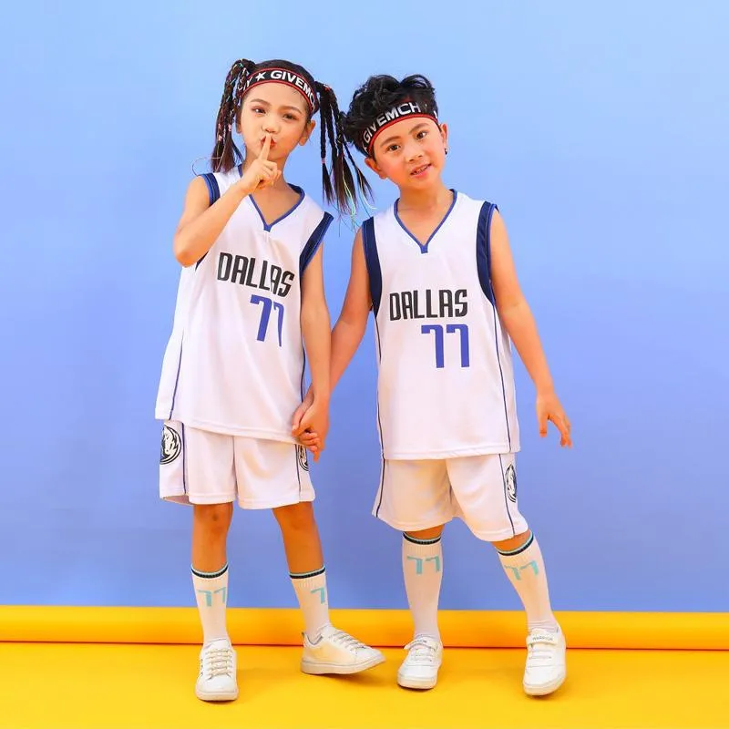 Fashion Brand kids basketball jersey Breathable retail American baskball KID team 77 super star custom clothing outdoor sports Summer wear for big children Apparel