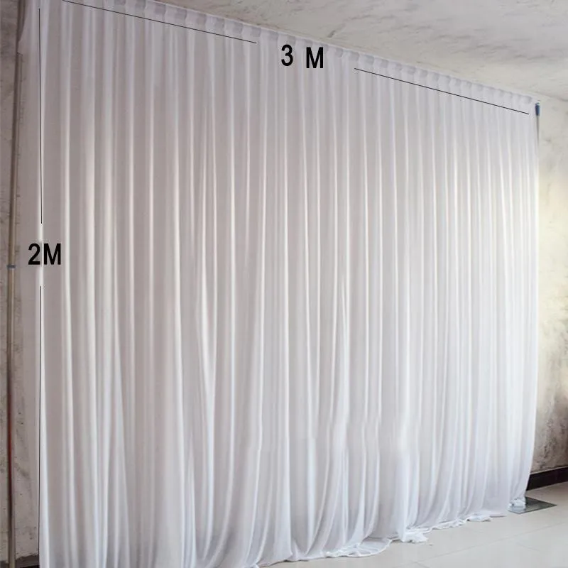 Party Decoration Simple White Ice Silk Curtain Wedding Event Backdrops For Stage Baby Shower Birthday Wall DecorationParty