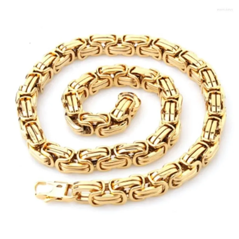 6/8/12/15 MM Gioielli Pesanti Moda Metallo Acciaio Inossidabile Oro Bizantino Box Link Collana O Bracciale Con Bottone Quadrato 7-40" Catene Mo