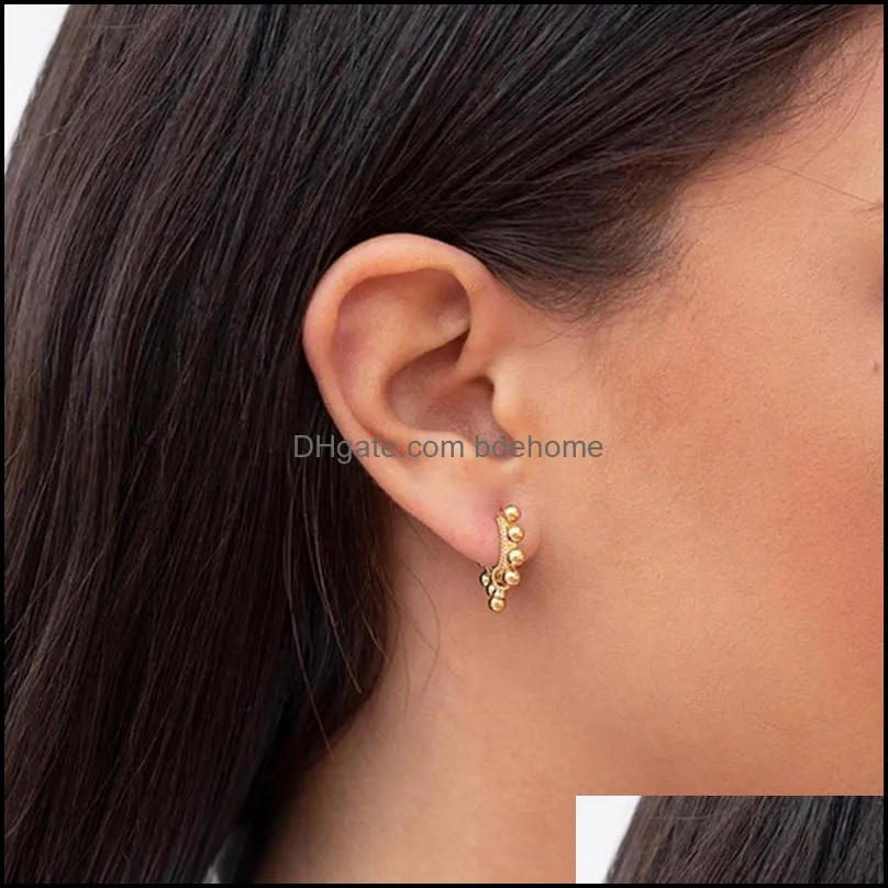 Dainty Huggie Hoop Earring,18K Gold Plated Cute Tiny Drop Ball Earrings for Women