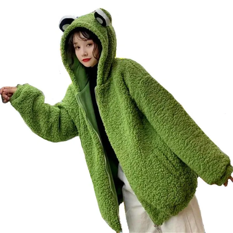 Hoodies للنساء بلوزات الخريف الشتاء Frog Eyes Withedshirt ship-up plush Fleece Women Exclued Thruction