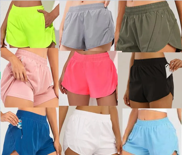 Roupas de ioga 10 cores lu yoga calças curtas bolso oculto bolso com zíper feminino shorts esportivos soltos respiráveis roupas esportivas casuais para exercícios S1204