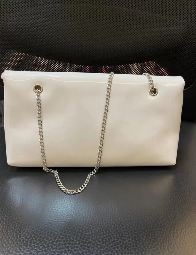 2022 style White and pink PU Coat of paint chain Bag women handbag Cosmetic Makeup Storage Case VIP gift bag