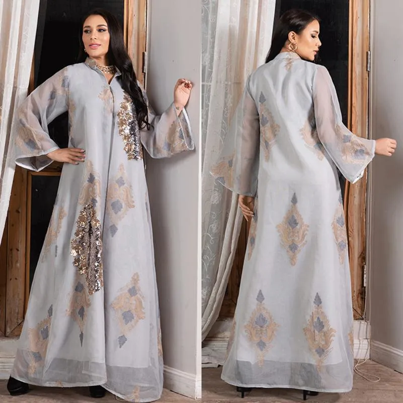 MD Abayas pour femmes dubaï musulman caftan vêtements ethniques paillettes broderie robes élégantes grande taille africain Boubou islamique Kimono3163