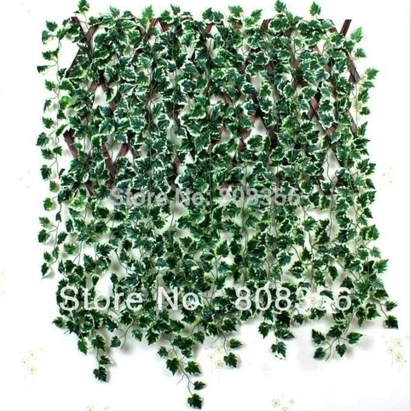 24pcs 200cm/78,74 "verde artificial begonia bordo vermelho folhas de videiras Simulação Ivy Rattan Wall Flear Vine Plant Green Plane T200601