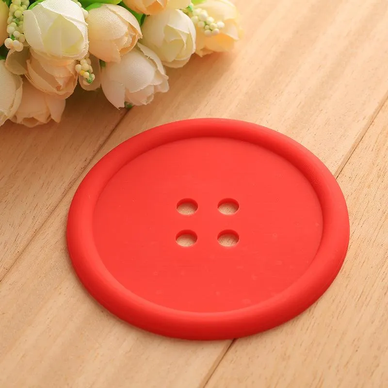 Round Silicone Coasters Button Coasters Cup Mat Home Drink Placemat Tableware Coaster Cups Pads 