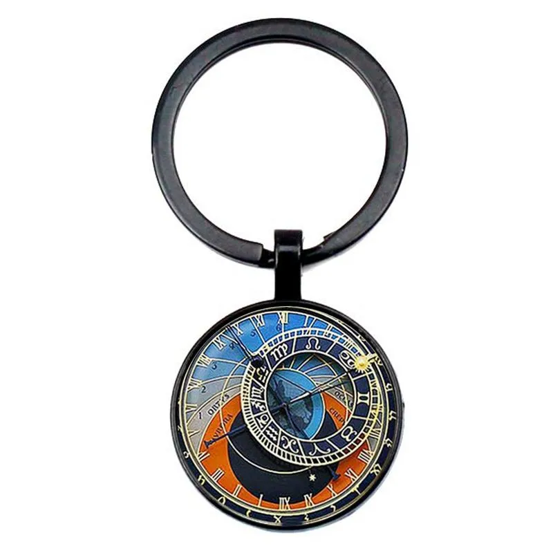 Keychains 2022 Astrology Clock Pattern Keychain Retro Astronomical Calculate Key Ring Friend Family Birthday Christmas Gift Souvenirn5yd