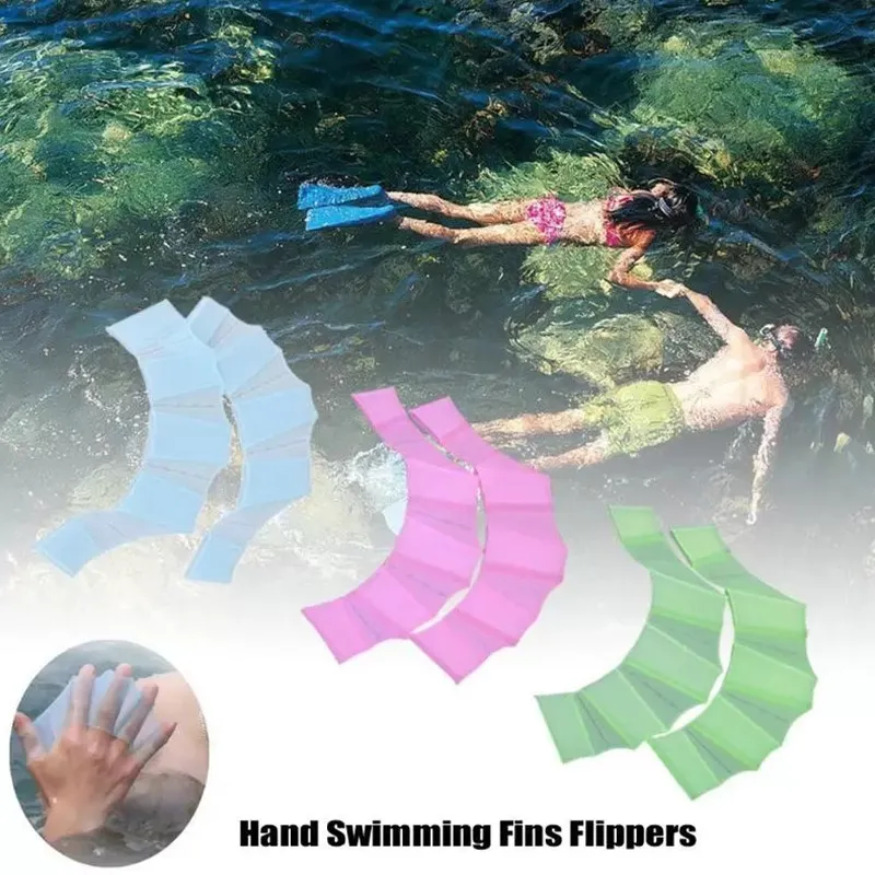 Zwemvinger zwemschendhandschoenen vinnen siliconen hand flipper palm accessoires kinderen zwemhandschoenapparatuur 2 stks/lot crack op snelheid