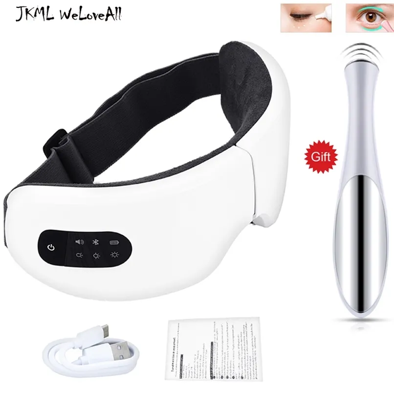 Electric Smart Eye Massager Anti zmarszczki Oczy Masaż Urządzenie Care Care Caspress Terapia okulary dla zmęczonych oczu Bluetooth Music 220514